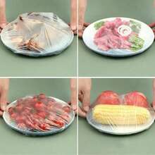 100pcs Stretchable Food Preservation Covers (Random Packaging), Easy-To-Use Vegetable Covers, Refrigerator Freshness And Moisture Retention Tool, Alternative To Plastic Bags, Fruit Preservation, Antibacterial - White - View 4