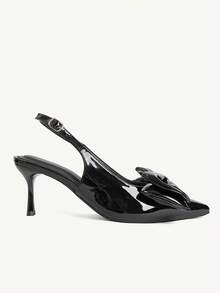 CUCCOO CHICEST Pointed Toe Fashion Elegant Elegant Bow Closed Toe Thin Heel High Heel Black Shoes - Black - View 3