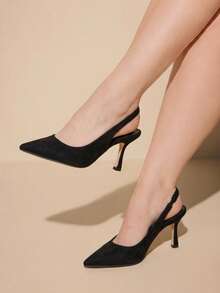CUCCOO CURVES Plus Size Wide Fit Fashion Pointed Toe High Heel Pumps Spring Shoes Spring Break Easter For Christmas Valentine's Day - Fleece black - View 5