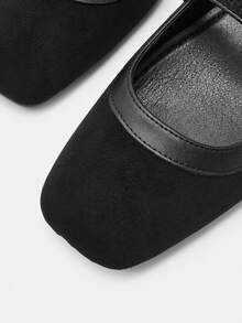 CUCCOO CURVES Outdoor Women's Square Toe Flat Bottom Strip With Fashionable, Simple And Breathable Daily Vacation With Slip-On Shoes - Black - View 6