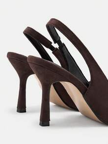CUCCOO CURVES Plus Size Wide Fit Fashion Pointed Toe High Heel Pumps Spring Shoes Spring Break Easter For Christmas Valentine's Day - Light coffee - View 8