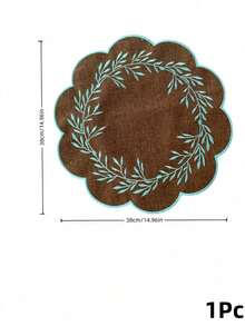 Cirelle 1PC Premium Embroidered Leaf Wreath Dining Placemat, Scalloped Edge Waterproof Oil Resistant Table Mat, Elegant Heat Insulated Fabric Pad For Dining Room Coffee Table Home Decoration - Multicolor - View 15