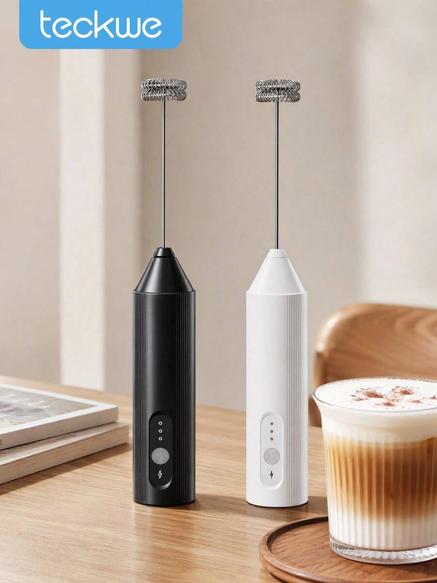 Teckwe Black/White 3-Speed Electric Milk Frother With 300mAh ...
