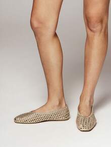 SHEIN SHUZIA Women's Pointed Toe Comfort Soft PU Shoes On Flats - Light gold - View 8