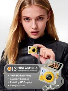 JMMO Mini Digital Camera Necklace, Thumb Camera, Portable Keychain Camera With Flip Screen, HD Camera For Selfie, Video Recording - View 2