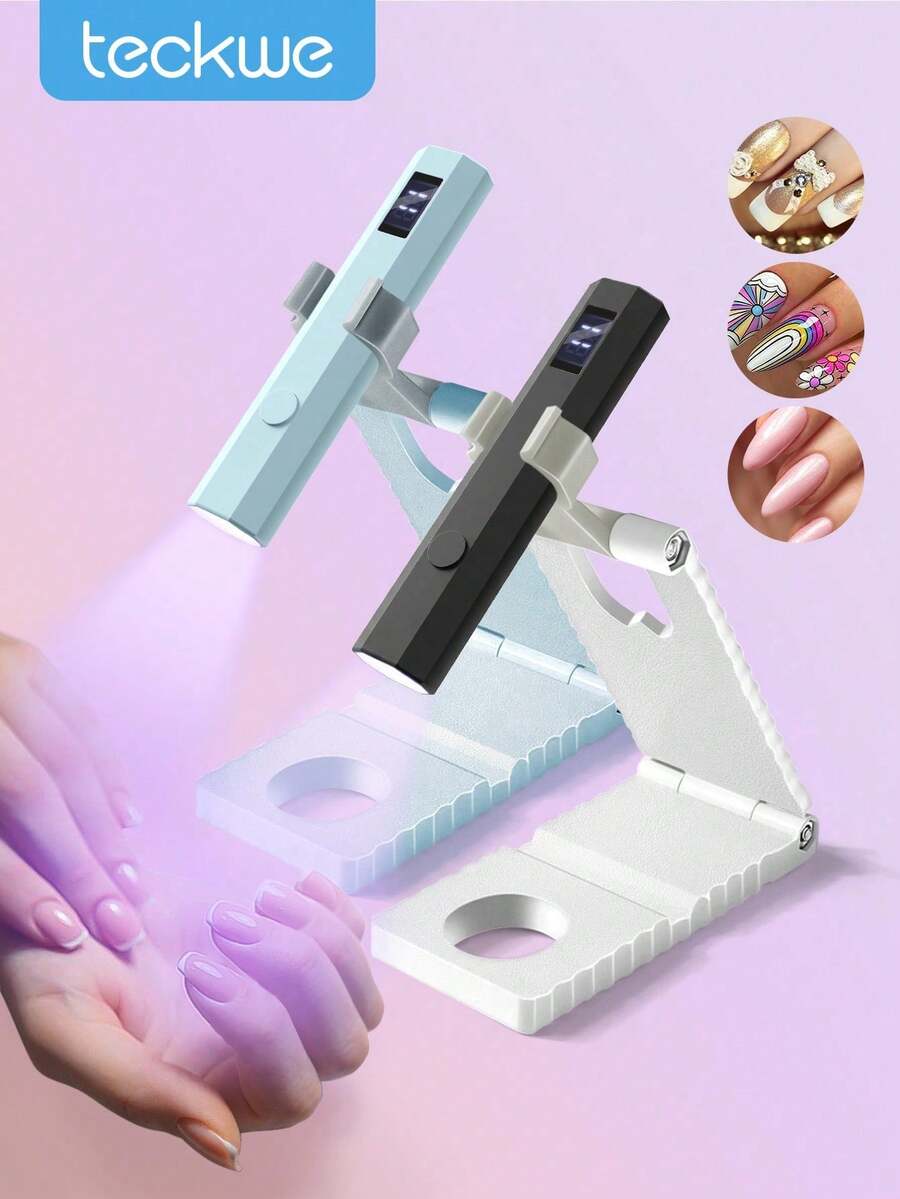 مصباح أظافر LED UV قابل للشحن، مجفف أظافر جل قابل للطي من Teckwe مع حامل قابل للتعديل، مصباح أظافر صغير للحصول على مانيكير جل مثالي في المنزل - متعدد الألوان - مشاهدة 1