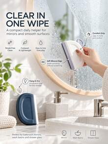 Haus Hana 1pc Mini Squeegee Water Wiper, Glass Shower Cleaning Tool For Bathroom, Countertop & Mirror, Small Window Scraper - multicolor - View 2