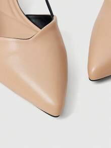 Sleekvia Temperament Pointed Back Strap Kitten Heel Shoes Women's Summer New Buckle Bag Head Sandals Commuter Versatile Single Shoes - Apricot Black - View 3