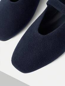 MOTF PREMIUM LADIES COMMUTER CASUAL COMFORT VERSATILE FOOT STRAPS MARY JANE SQUARE TOE FLAT SHOES - dark blue - View 5