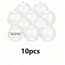 Transparent Fillable Decorative Orbs, 8 Different Sizes, DIY Plastic Acrylic Filling Balls For Halloween, Christmas, And Party Decorations (10 Pieces) - White - View 11