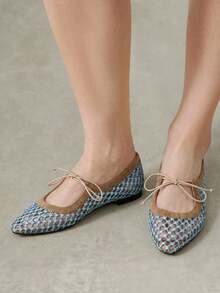 Styleloop Spring And Summer New Fashion Hollow, Holiday Style, Women's Flat-Soled Shoes, Small Square Toe With Thin Belt Mesh Design, Comfortable Fall Shoes - Khaki velvet blue mat - View 8