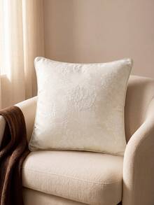 1 Piece, Chenille Pillow Cover, Light Khaki Peony Pattern, Warm And Comfortable, Zipper Seal, No Pillow Core, Suitable For Autumn, Winter And Room Decoration. - Yellow - View 3