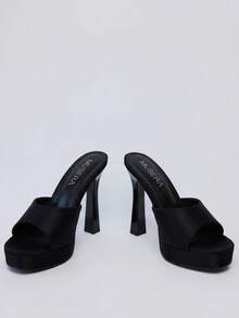 MUSERA Black Platfrom Heel Muled Sandal Hell Fall Autumn Winter Streetwear Outfits Halloween Christmas New Year Cute Rave Festival Party Disco Sexy - Black - View 1