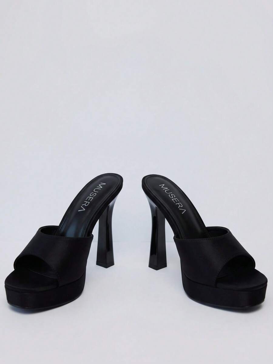 MUSERA Black Platfrom Heel Muled Sandal Hell Fall Autumn Winter Streetwear Outfits Halloween Christmas New Year Cute Rave Festival Party Disco Sexy - Black - View 1