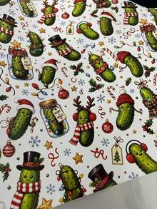 Christmas Pickle Wrapping Paper Roll, Cute Cartoon Cucumber Christmas Gift Wrapping Paper, 17.7 X 118 Inches, Holiday Gift Wrap For Christmas Presents, DIY Crafts & Party Decorations - multicolor - View 7