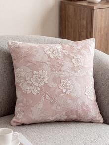 1 Piece, Chenille Pillow Cover, Pink Peony Pattern, Warm And Comfortable, Zipper Seal, No Pillow Core, Suitable For Autumn, Winter And Room Decoration. - Pink - View 8
