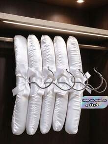 10Pcs White Satin Wrapped Padded Hangers, Thick Soft Foam Shirt Hangers, Smooth Silk Surface, No Shoulder Bumps, Non-Mark Closet Storage Hangers For Sweaters - White - View 1