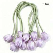 10 Pieces Single-Sided Bowknot Tie Ribbon In Simple Tulip Flower Design For Accessories And Jewelry, Suitable For Mother'S Day Gift Wrapping - A - View 13