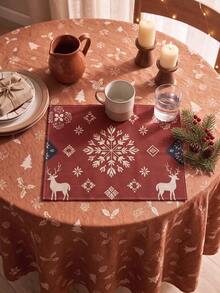 1 Piece, 2 Pieces, 4 Pieces, 6 Pieces, Christmas Placemat Set, Red Reindeer Snowflake Woven Table Mat, Retro Atmosphere Christmas Table Decoration, Autumn And Winter Holiday Table Decoration, Suitable For Christmas Dinner Parties - Red lost deer - View 6