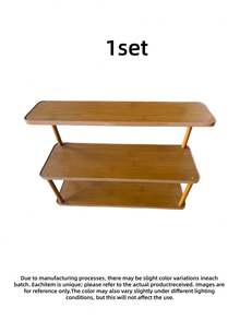 1PC Bamboo Multi Tier Kitchen Spice Rack Large Counter Storage Shelf Organizer For Jars Bottles Cans Snacks Seasoning Also Fits Bathroom Vanity Desk Corner Space Saving Rustic Brown Natural Wood Home Office - primary color - View 12