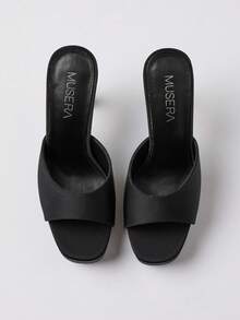 MUSERA Black Platfrom Heel Muled Sandal Hell Fall Autumn Winter Streetwear Outfits Halloween Christmas New Year Cute Rave Festival Party Disco Sexy - Black - View 3