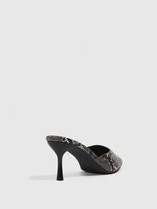 CUCCOO SZL Women's Snake-Patterned Pointed Toes With Stiletto Sandals, Backless Banquet High-Heeled Sandals - Snake Black - View 4