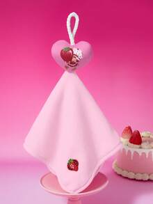 Strawberry Shortcake X SHEIN Three-Dimensional Cartoon Hanging Hand Towel - Pink - View 2