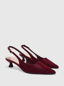 CUCCOO BIZCHIC Pointe Fashion Temperament Elegant Fairy Wind Empty Word With Single Shoes Stiletto High Heel - Red - View 1