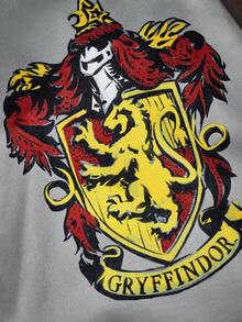HARRY POTTER X SHEIN 寵物學院風裝扮服飾，連帽披風與背心，貓狗通用四季款，XXS-XXXXXL 多尺寸，徽章印花，透氣親膚，適合節日派對、主題聚會，貓狗趣味玩耍穿著 - 灰黑色 - 查看 5