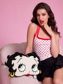 Betty Boop x SHEIN 1pc Cute Cartoon Shaped Decorative Pillow, Suitable For Sofa And Car - Black - View 2