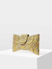 MOTF WOMEN'S FASHION LIGHT LUXURY BOW SHAPE CLUTCH BAG, EXQUISITE RHINESTONE GOLD DINNER BAG, USED FOR PARTIES, FESTIVALS, WEDDINGS, DRESS MATCHING - Gold - View 2