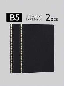 1pc A5 B5 Size Kraft Paper Spiral Notebook Thickened Paper Durable Writing Journal Office Notepad For Student School Daily Record Planning Note Taking Stationery Supplies - Black - View 10