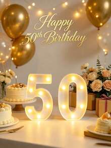 LED Number Sign Light, Warm Light Up Digital Lamp, Reusable Number Lights For Birthday Party, New Year Holiday Decor, Home Tabletop Decorative Light - Big white number - View 25