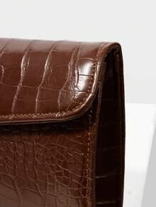 MOTF LADIES FASHION BROWN CLUTCH BAG, EXQUISITE RETRO CROCODILE PATTERN PU BAGUETTE BAG, FOR PARTIES, PARTIES, SHOPPING, WEDDINGS, DRESS MATCHING - Brown - View 7