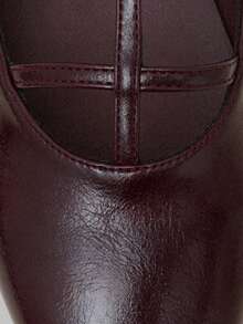 Nöista Burgundy T-Button Mary Jane Women's Shoes, Versatile, Simple And Fashionable Flats - Burgundy - View 10