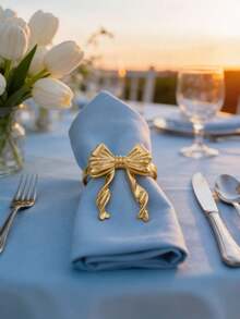 12/6/2/1pc Gold Bow Tassel Napkin Rings, Exquisite Metal Napkin Holders, Elegant Dining Supplies, Suitable For Weddings, Restaurant Decor, Home Gatherings, Banquets, Holiday Parties, Fit For All Dining Occasions Table Setting - Multicolor - View 9