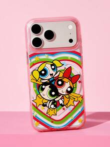 THE POWERPUFF GIRLS X SHEIN Strap Pattern Powder Mobile Phone Case, Anti-Drop Protection IPhone11-17 Mobile Phone Case - Multicolor - View 2