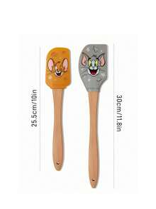 TOM & JERRY X SHEIN 2pcs/Set Cartoon Pattern Cake Cream Spatula - Multicolor - View 3