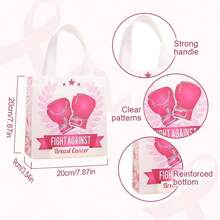 24Pcs Pink Ribbon Breast Cancer Awareness Non-Woven Tote Bags, Reusable Waterproof Fight Against Breast Cancer Gift Bags With Handles, Hope Butterfly Print Charity Favor Bags For Breast Cancer Awareness Event - Multicolor - View 5