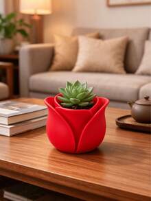 1pc Flower Pot, Rose & Succulent Planter, All‑Season Gardening Pot, Valentine Table Balcony Home Decor Ornament - Multicolor 1 - View 5