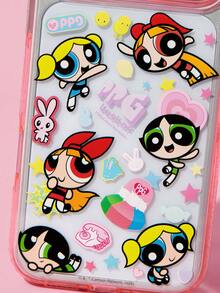 THE POWERPUFF GIRLS X SHEIN 條紋圖案粉色手機殼，防摔保護 11-17 手機殼 - 彩色 - 查看 6