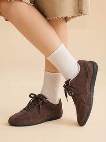 CUCCOO EASI Women's Casual Flat Versatile Sneakers For Daily Wear For Christmas Back To School - red brown - View 3