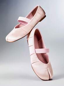 SHEIN Solezae Satin Pointed Mary Jane Women's Shoes With Elastic Laces, Pleated Ballet Flats, Soft Soles - Pink - View 7