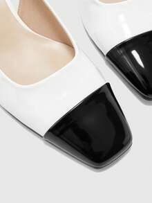 CUCCOO BIZCHIC Women's Patent Leather Suspender Heels, Pointed Buckle Heels, Commuter Retro Brown Metal Buckle Heel Dress Sandals, Suitable For Office Party Dates - White - View 6