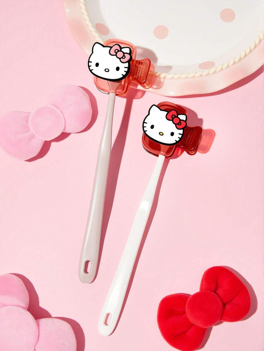 HELLO KITTY AND FRIENDS | SHEIN 1/2 Travel Toothbrush Storage Clip, Portable Toothbrush Head Protective Cover - Multicolor - View 1