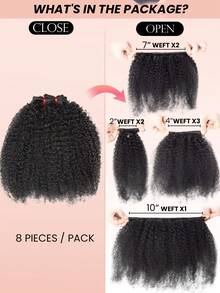 Butterfly Weft Afro Kinky Curly Micro Link Hair Extensions Dual-Sided Wefts 100% Remy Human Hair Natural Color Double Layered Weft Crochet Human Hair Extension Micro Loop Hair Natural Blend For Women Daily Use - Natural Black - View 7