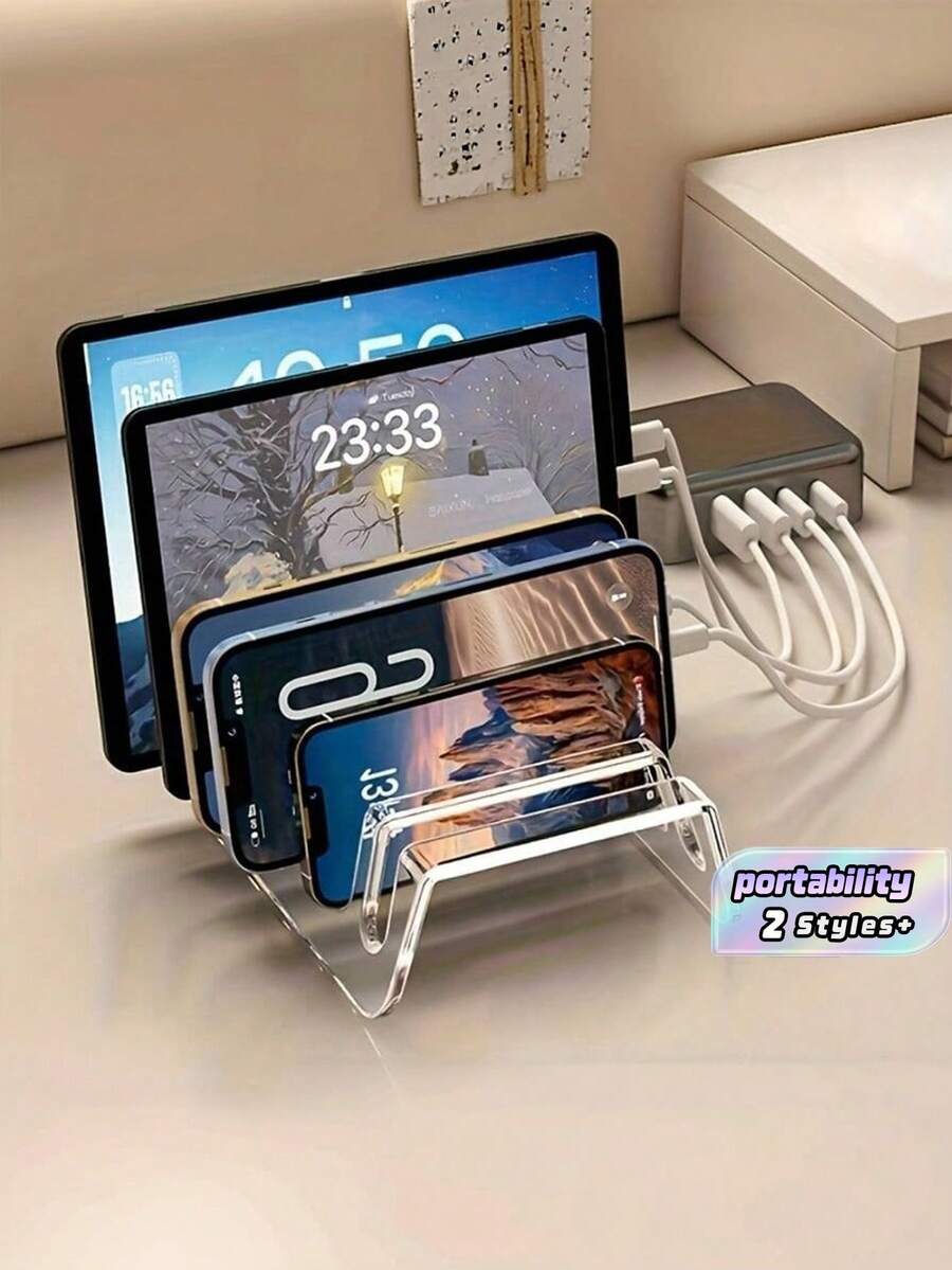 Clear Acrylic Plate Holder, 6/8 Slots Dish Storage Rack, Transparent Plate Drying Organizer Stand, Cabinet Countertop Plate Sorting Holder For Kitchen Tableware Storage - Multicolor - View 1