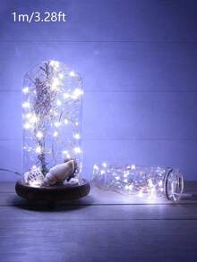 Teckwe 1pc Home Decoration LED Copper Wire String Lights, Battery Powered,Christmas Home Decorative Light String, Christmas Tree Decor LED Fairy String Light,Flexible Silver Wire Decorative Lights For Christmas Bedroom Wedding Party Home Decoration - Copper wire - View 18