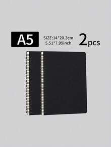1pc A5 B5 Size Kraft Paper Spiral Notebook Thickened Paper Durable Writing Journal Office Notepad For Student School Daily Record Planning Note Taking Stationery Supplies - Black - View 8