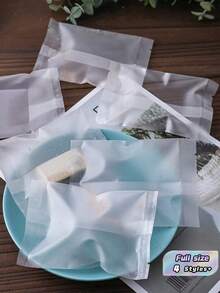 100PCS/Set Bakery Sealing Bags Frosted Transparent Cookie Bags Candy Packaging Gift Wrapping Supplies - Clear - View 1